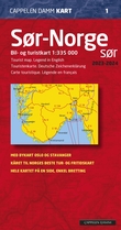 "Sør-Norge sør 2023-2024 - bil- og turistkart = tourist map = Touristenkarte = carte touristique" 