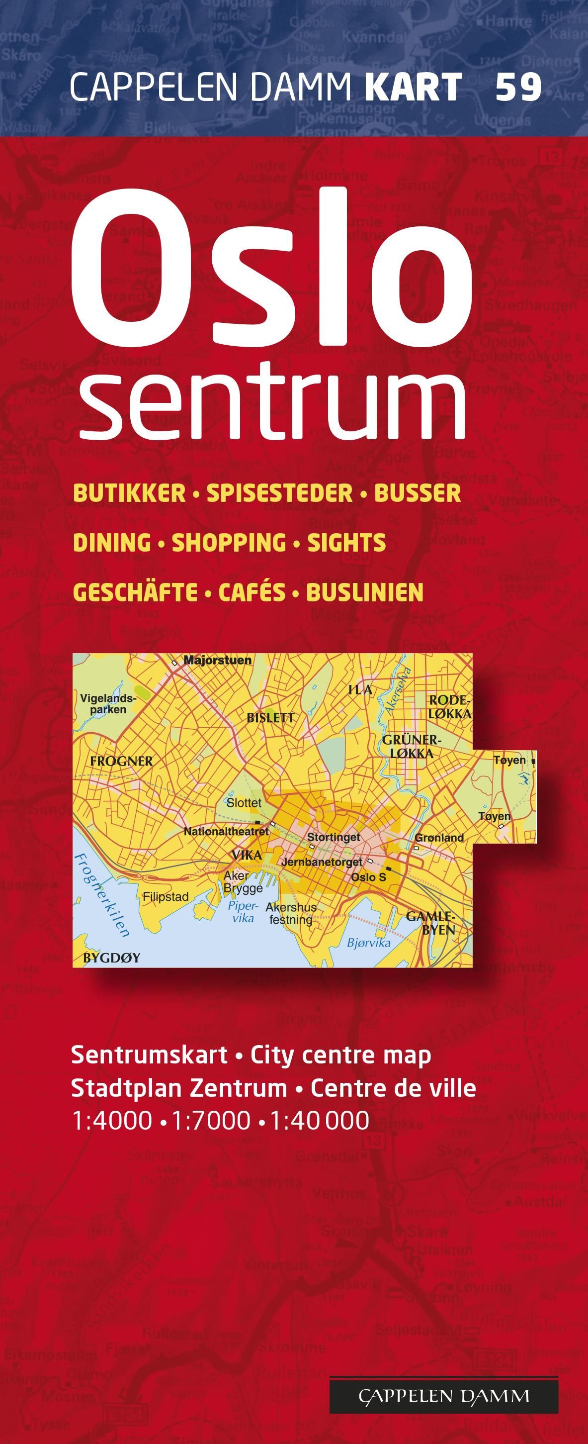 "Oslo sentrum - sentrumskart = city centre map = Stadtplan Zentrum = centre de ville" 