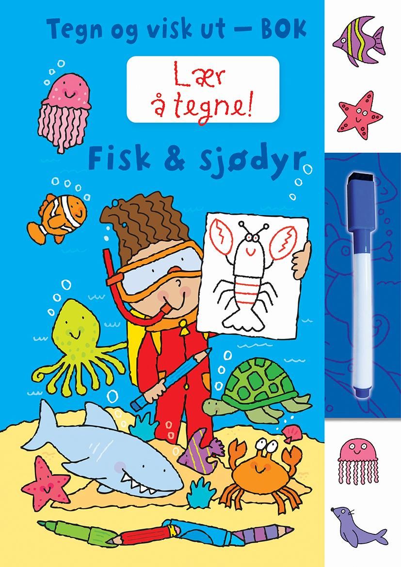 "Fisk & sjødyr - tegn og visk ut-bok" av Simon Abbott