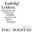 "Endelig! Lykken - og mitt forsøk, i 2022, på å utholde smerten ved tidens herjinger" av Dag Solstad