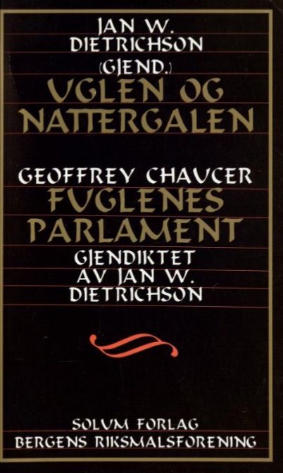 "Uglen og nattergalen ; Fuglenes parlament" av Geoffrey Chaucer