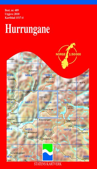 "Hurrungane" av Statens kartverk. Landkartdivisjonen