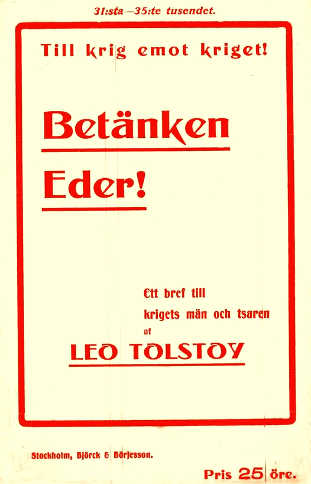 "Betänken Eder Bref till krigets män och tsaren" av Leo Tolstoy