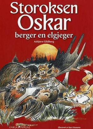 "Storoksen Oskar berger en elgjeger" av Asbjørn Gildberg