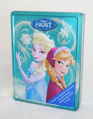 Frost. Disney tinnboks. 1 eventyrbok. 1 malebook. 1 aktivitetsbok. 50 klistremerker. 1 dobbeltsidig plakat. 4 tusjer