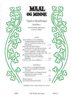 "Maal og Minne. Hefte 2-2008" av Jon Gunnar Jørgensen