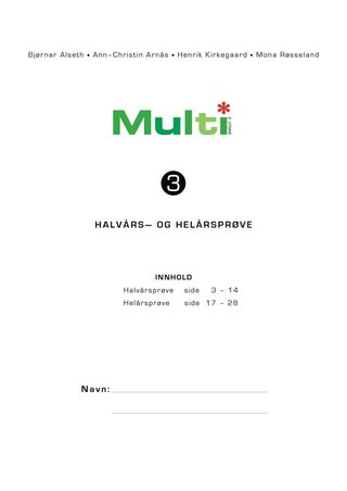 "Multi 3, 2. utgave. Halvårs- og helårsprøve" av Bjørnar Alseth