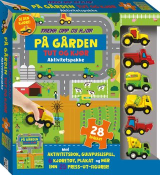 "På gården. Tut og kjør. Aktivitetspakke - trekk opp og kjør" av Bente-Lill Øygard