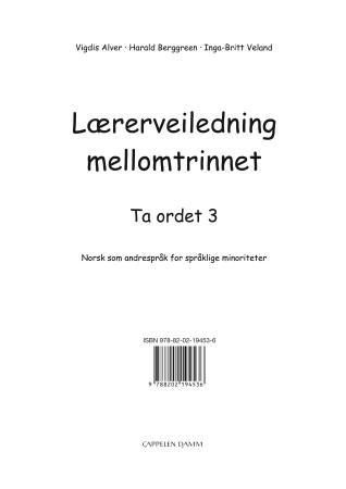 Ta ordet 3 - lærerveiledning mellomtrinnet : norsk som andrespråk for språklige minoriteter