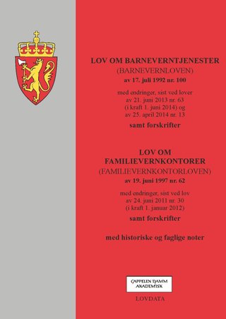 Lov om barneverntjenester (barnevernloven) av 17. juli 1992 nr. 100 ; Lov om familievernkontorer (familievernkontorloven) av 19. juni 1997 nr. 62 : med endringer, sist ved lov av 24. juni 2011 nr. 30 (i kraft 1. januar 2012) : samt forskrifter : med histo - med endringer, sist ved lover av 21. juni 2013 nr. 63 (i kraft 1. juni 2014) og av 25. april 2014 nr. 13