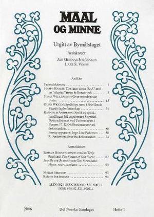 "Maal og minne. Hefte 1-2006" av Jon Gunnar Jørgensen
