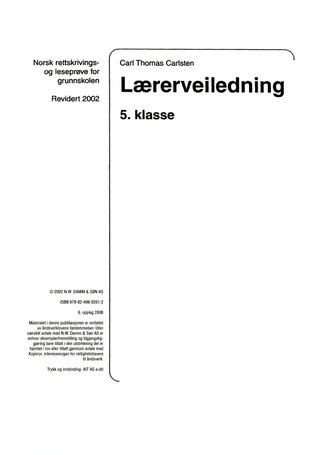 Lærerveiledning 5. klasse - norsk rettskrivings- og leseprøve for grunnskolen