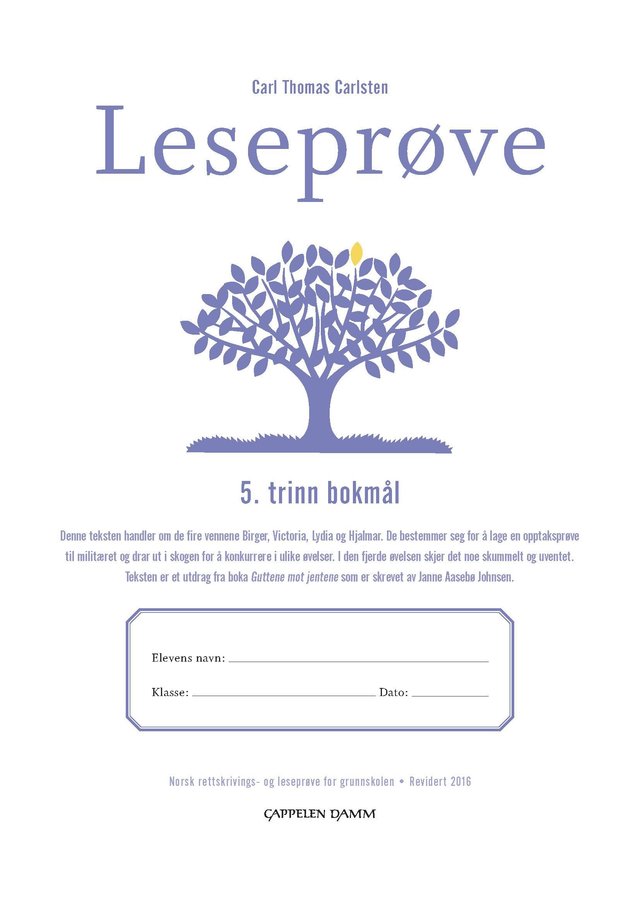 "Leseprøve - 5. trinn bokmål" av Carl Thomas Carlsten