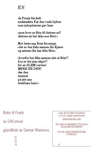 "Boka til Frank" av CAConrad
