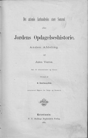 "Jordens opdagelseshistorie - Den attende Aarhundrets store Sømænd" av Jules Verne