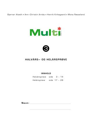 Multi 3, 2. utgave. Halvårs- og heilårsprøve. Pakke á 15 stk.