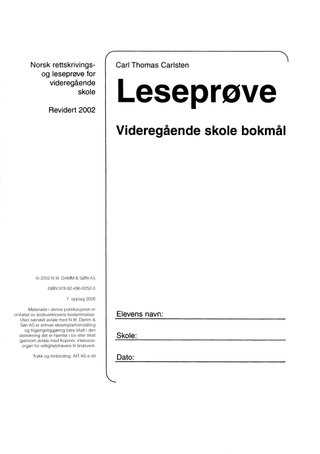 Leseprøve videregående skole - norsk rettskrivings- og leseprøve videregående skole