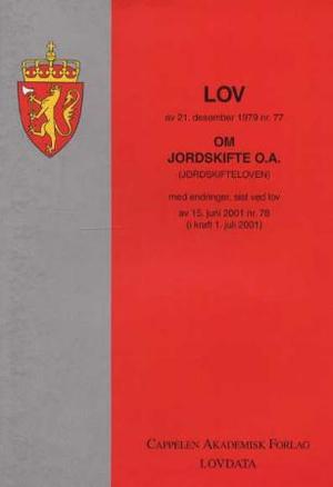 "Lov om jordskifte o.a. (jordskifteloven) av 21. desember 1979 nr. 77 - med endringer, sist ved lov av 20. februar 2004 nr. 7 (i kraft 1. april 2004)" av Norge