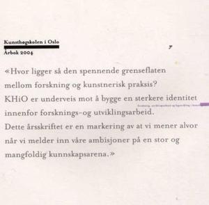 "Kunsthøgskolen i Oslo - årbok 2004" av Grete Refsum