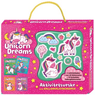 Unicorn dreams - aktivitetsveske med ballongklistremerker og 3 aktivitetsbøker
