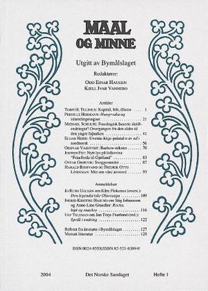 "Maal og minne 1/2004" av Odd Einar Haugen