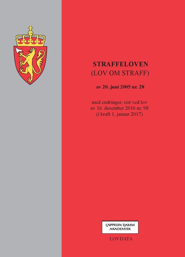 "Straffeloven - (lov om straff) av 20. juni [i.e. mai] 2005 nr.28 : med endringer, sist ved lov av 16. desember 2016 nr. 98 (i kraft 1. januar 2017)" av Norge